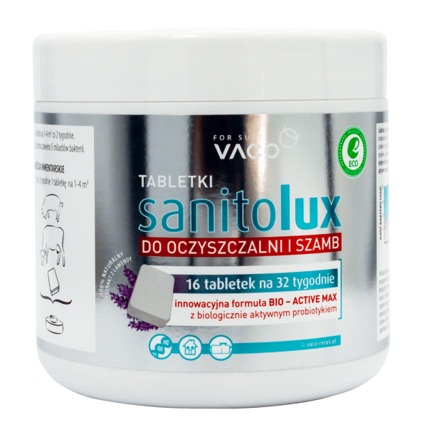 ECO Sanitolux - Bioaktywator do oczyszczalni i szamb w tabletkach (wystarczy na 32 tygodnie) - 16 szt.