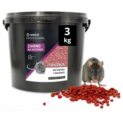 Trutka na myszy i szczury wiadro 3 kg ziarno VACO PRO