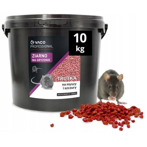 Trutka na myszy i szczury wiadro 10kg ziarno VACO PRO