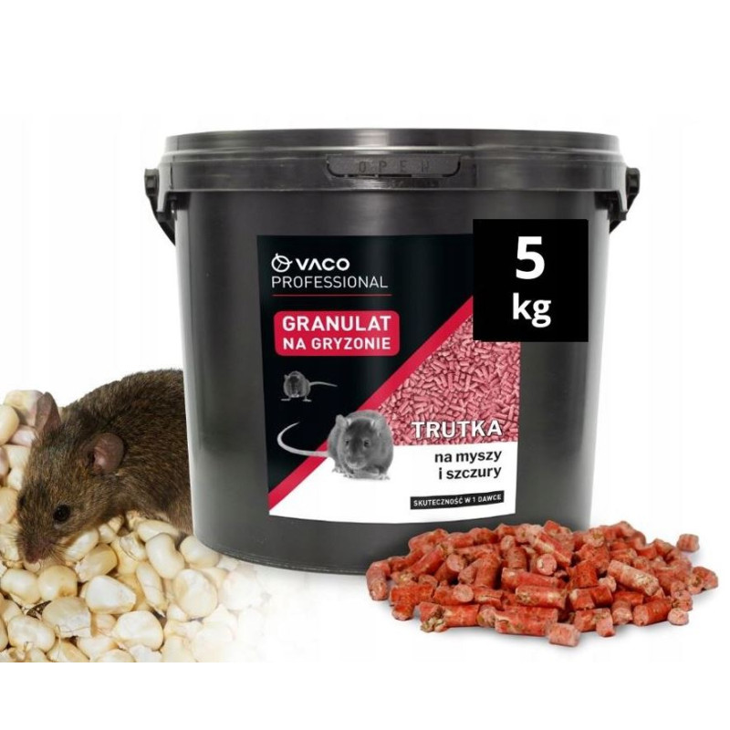 Trutka na myszy i szczury wiadro 5kg granulat VACO PRO