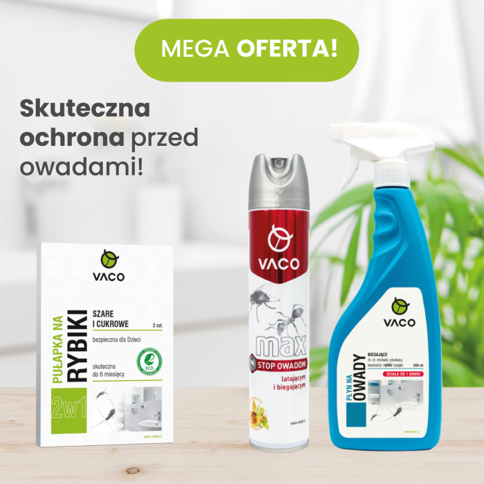 ZESTAW na Rybiki Pułapka na Rybiki, Płyn na Rybiki 500 ml, Spray na owady 300ml VACO