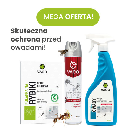 ZESTAW na Rybiki Pułapka na Rybiki, Płyn na Rybiki 500 ml, Spray na owady 300ml VACO