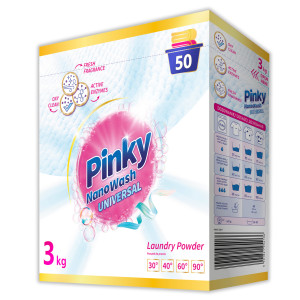 Pinky NanoWash Universal - Proszek do prania białych i jasnych tkanin (50 prań) 3kg