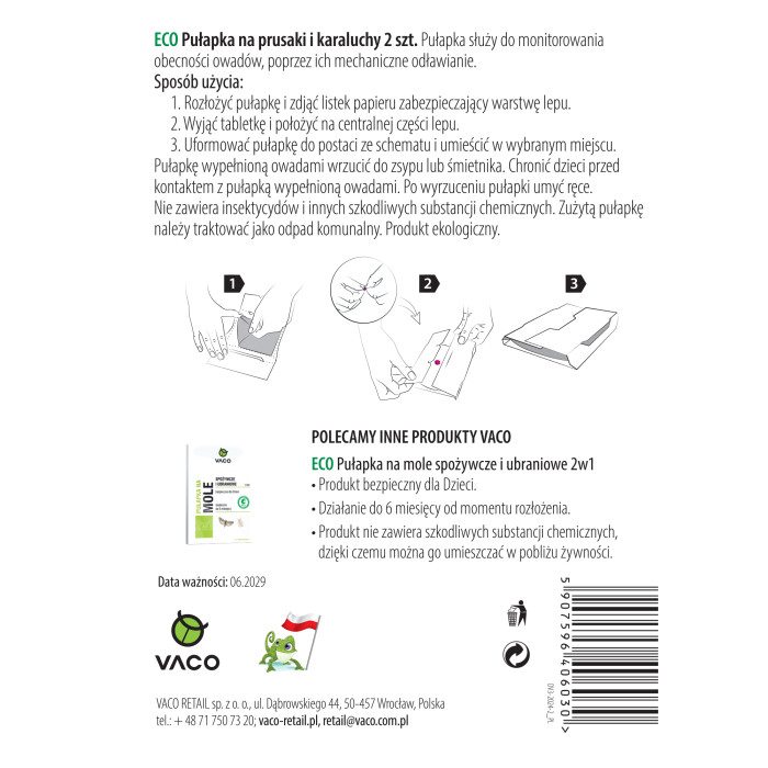10x Pułapka na Prusaki i Karaluchy VACO (5 opakowań po 2 szt.)