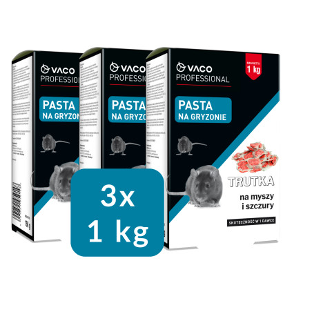 3x Trutka na Myszy i Szczury Pasta Saszetki Bromadiolon ZESTAW VACO PRO