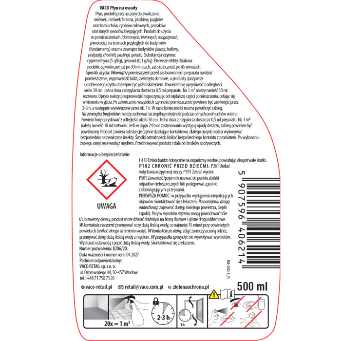 Płyn na owady biegające 500 ml VACO