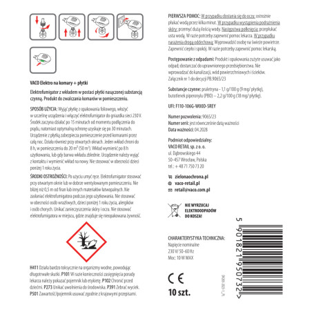 Elektro + płytki na komary 10 sztuk VACO MAX