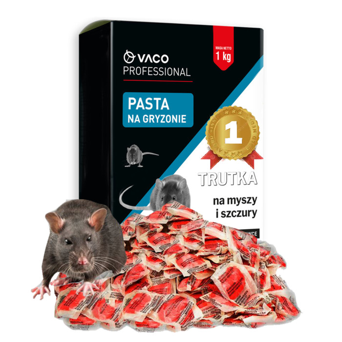 1kg Trutka na Myszy Szczury Ultra Silna Pasta Bromadiolon 100 saszetek VACO PRO