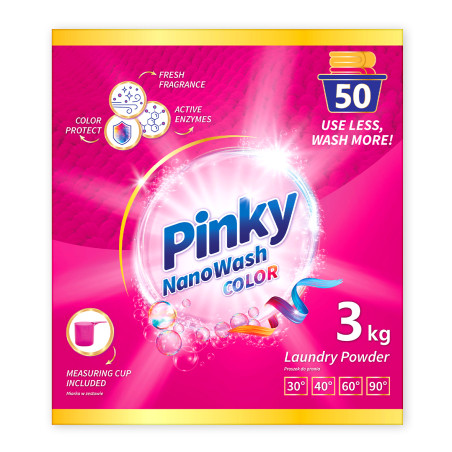 Proszek do prania tkanin kolorowych 50 prań 3kg Pinky NanoWash