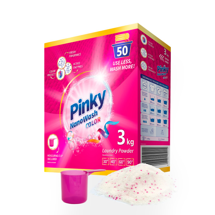 Proszek do prania tkanin kolorowych 50 prań 3kg Pinky NanoWash