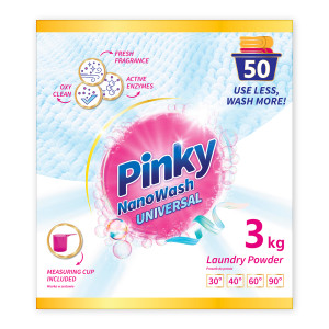 Pinky NanoWash Universal - Proszek do prania białych i jasnych tkanin (50 prań) 3kg