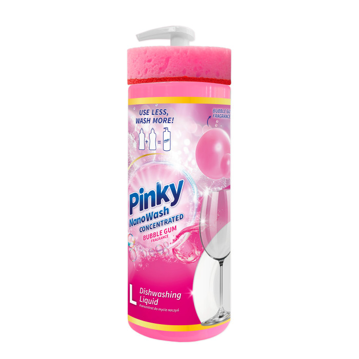 Zestaw Płyn do naczyń Bubble Gum 1L + Żel kolor 2L 66 prań NanoWash PINKY