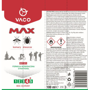 Spray na komary, kleszcze, meszki z PANTHENOLEM i DEET 30% 100 ml VACO