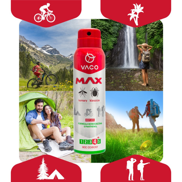 Spray na komary kleszcze meszki z Panthenolem DEET30 100ml VACO MAX
