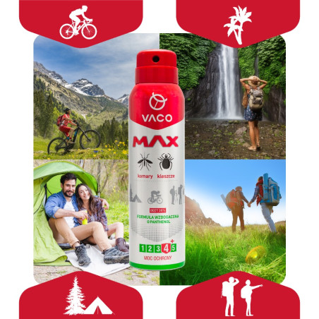Spray na komary kleszcze meszki z Panthenolem DEET30 100ml VACO MAX