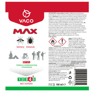 Spray na komary kleszcze meszki z Panthenolem DEET30 100ml VACO MAX