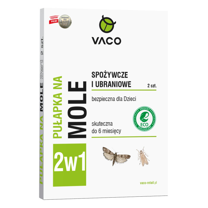 Pułapka na mole spożywcze ubraniowe 2w1 Lep na mole 2szt VACO Pułapka na mole spożywcze ubraniowe 2w1 Lep na mole 2szt VACO