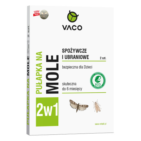 Pułapka na mole spożywcze ubraniowe  2w1 Lep na mole 2szt VACO