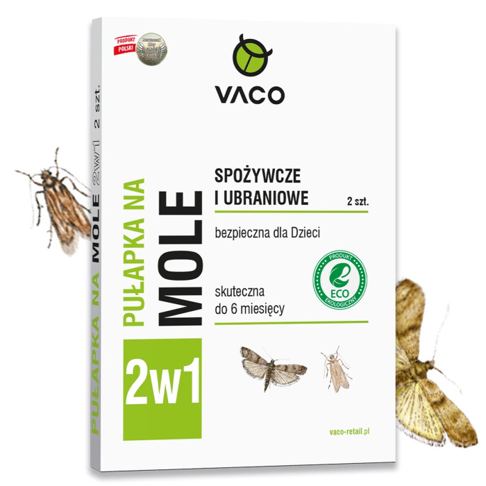 Pułapka na mole spożywcze ubraniowe  2w1 Lep na mole 2szt VACO