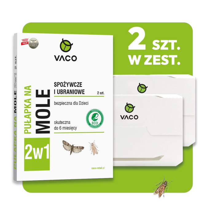 Pułapka na mole spożywcze ubraniowe  2w1 Lep na mole 2szt VACO