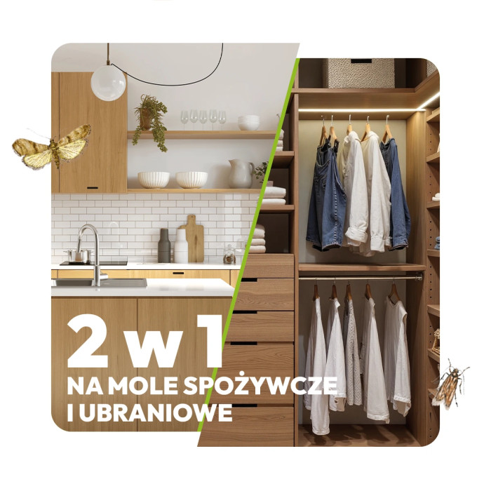 Pułapka na mole spożywcze ubraniowe  2w1 Lep na mole 2szt VACO