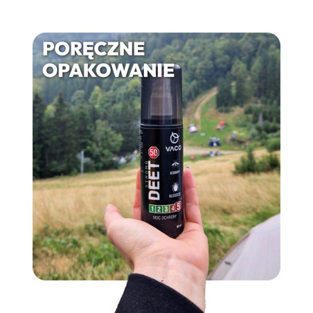 Płyn na kleszcze, komary i meszki DEET 50% + Geraniol 80 ml VACO