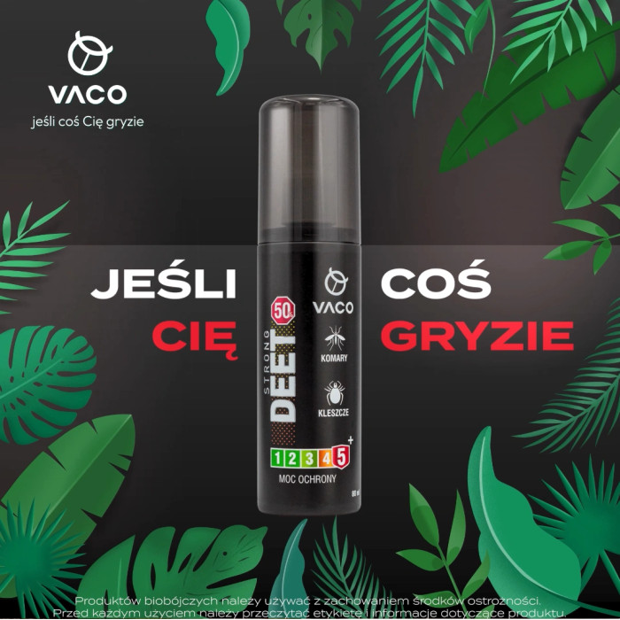 Płyn na kleszcze, komary i meszki DEET 50% + Geraniol 80 ml VACO