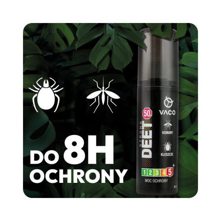 Płyn na kleszcze, komary i meszki DEET 50% + Geraniol 80 ml VACO