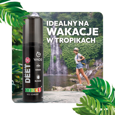 Płyn na kleszcze, komary i meszki DEET 50% + Geraniol 80 ml VACO
