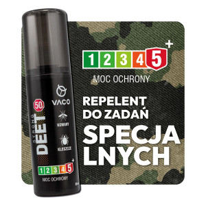 Płyn na kleszcze, komary i meszki DEET 50% + Geraniol 80 ml VACO
