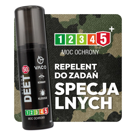 Płyn na kleszcze, komary i meszki DEET 50% + Geraniol 80 ml VACO
