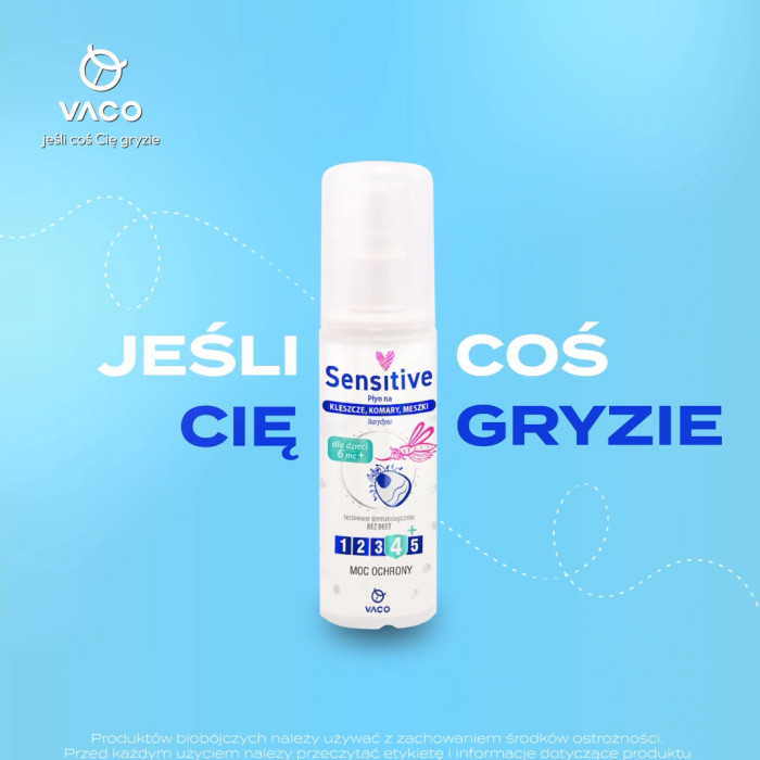 Płyn na komary i kleszcze dla dzieci od 6 m-ca 80ml Sensitive VACO