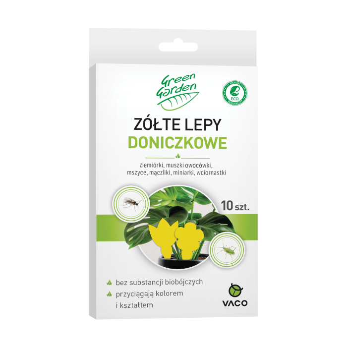 Żółty lep doniczkowy 14cm x 7cm 10 sztuk VACO GREEN GARDEN Żółty lep doniczkowy 14cm x 7cm 10 sztuk VACO GREEN GARDEN