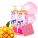 ZESTAW 2x Płyn do Mycia Naczyń Bubble Gum i Mango Koncentrat NanoWash Pinky