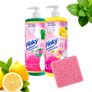 ZESTAW 2x Płyn do Mycia Naczyń Mięta Cytryna 2x1L Koncentrat NanoWash Pinky