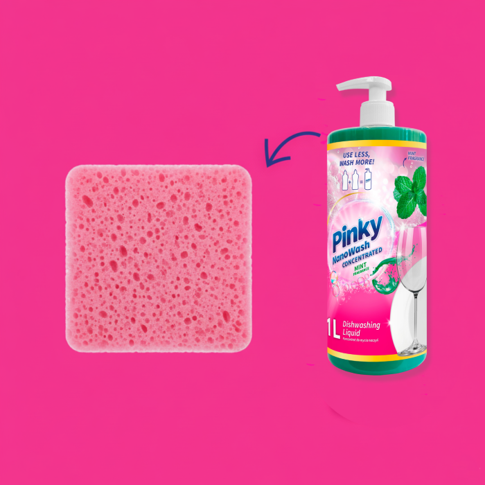 ZESTAW 2x Płyn do Mycia Naczyń Mięta Cytryna 2x1L Koncentrat NanoWash Pinky