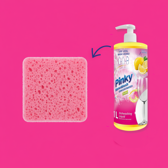 ZESTAW 2x Płyn do Mycia Naczyń Mięta Cytryna 2x1L Koncentrat NanoWash Pinky