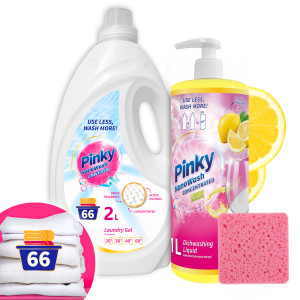 Zestaw Płyn do naczyń Cytryna 1L + Żel do prania do białych 2L 66 prań NanoWash PINKY