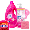 Zestaw Płyn do naczyń Bubble Gum 1L + Żel kolor 2L 66 prań NanoWash PINKY