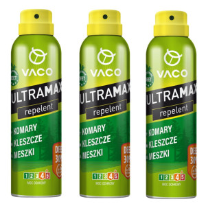 3x Mocny Spray na Komary Kleszcze Deet30 170ml Ultramax VACO