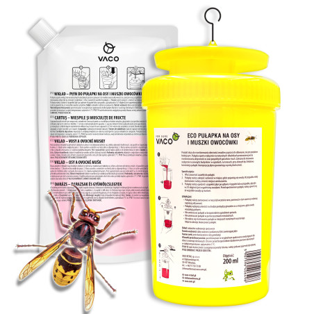 3x Pułapka na osy, muchy i szerszenie + płyn - 200 ml VACO