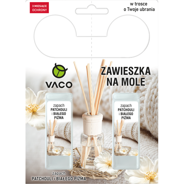 VACO Zawieszka na mole ubraniowe w żelu (Patchoula i Białe Piżmo) - 2 szt. - NOWOŚĆ
