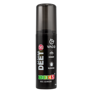 Silny spray na komary i kleszcze DEET50 Geraniol VACO STRONG 80ml