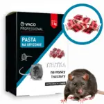 VACO Professional pasta na gryzonie 1 kg ze zbliżeniem saszetek trutki i szczurem