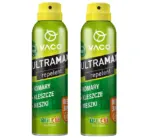 Dwie zielone puszki VACO ULTRAMAX repelent DEET 30% na komary, kleszcze i meszki, żółte nakrętki, ustawione obok siebie