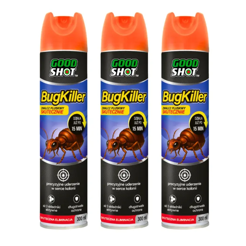 7c59288f398d0dceb0dd966dfa6ab2bf Zestaw 3x GOODSHOT BugKiller spray na pluskwy 300 ml