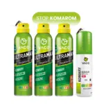 Trzy spraye VACO ULTRAMAX repelent DEET 30% obok sprayu na komary, kleszcze i meszki