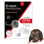 Pojedyncze opakowanie VACO PROFESSIONAL RatBook – lep na myszy i szczury, czarno-biała grafika gryzonia, ikona zapachu wanilii