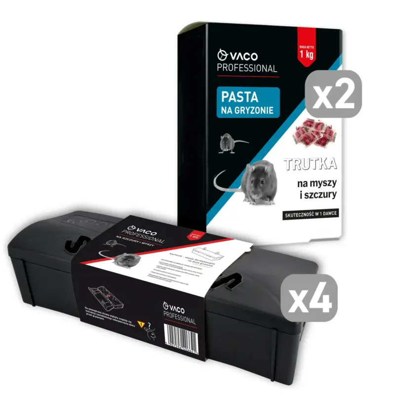 caf12d0a2b589b27cf5914b95f889531 Zestaw VACO Professional: 2x pasta trutka na gryzonie 1 kg i 4x czarny karmnik stacja deratyzacyjna